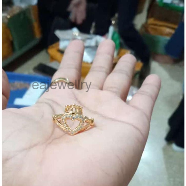 Cincin wanita bola lapis emas 24 karat asli