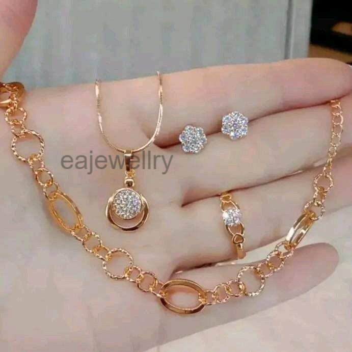 1 set perhiasan emas dewasa permata anti karat