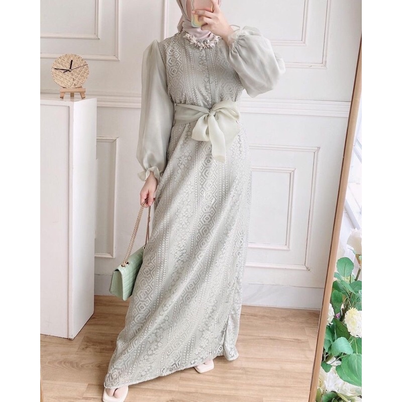 Miana Organza Dress Ld 104 dan 110/Dress Organza /Dress Sage/Dress Kondangan Mewah/Dress Lebaran 202