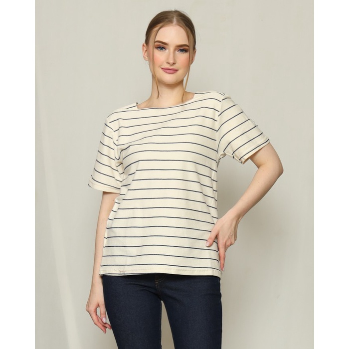 KEIZHA & SOLEHA Cubic Blouse - Baju Kaos Garis Stripe