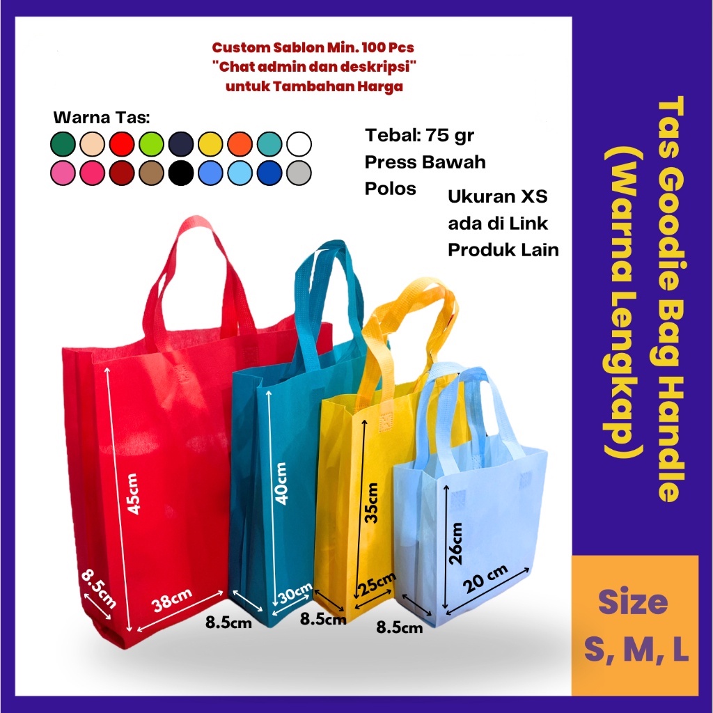 

Goodie Bag Tali Tote Handle Tas Spunbond Souvenir Hajatan Hampers Kantong Belanja