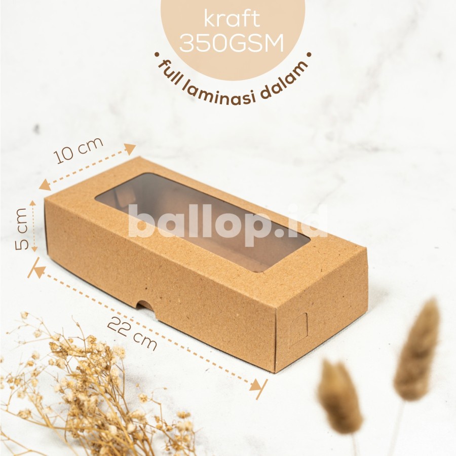 

KRAFT 22 10 5 CM Laminasi Jendela Kotak Box Kemasan Dus Roti Brownies Kue Jajan Snack Cookies