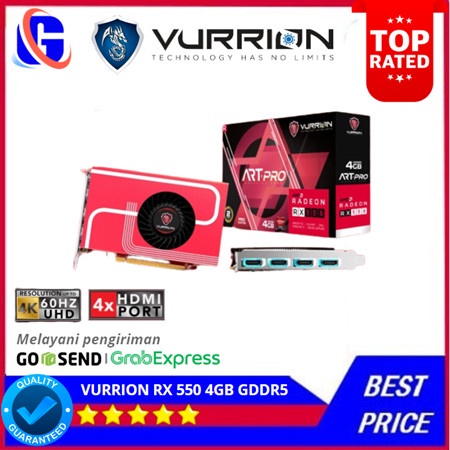 VGA VURRION RX 550 4GB GDDR5 128 BIT 4HDMI 4MONITOR
