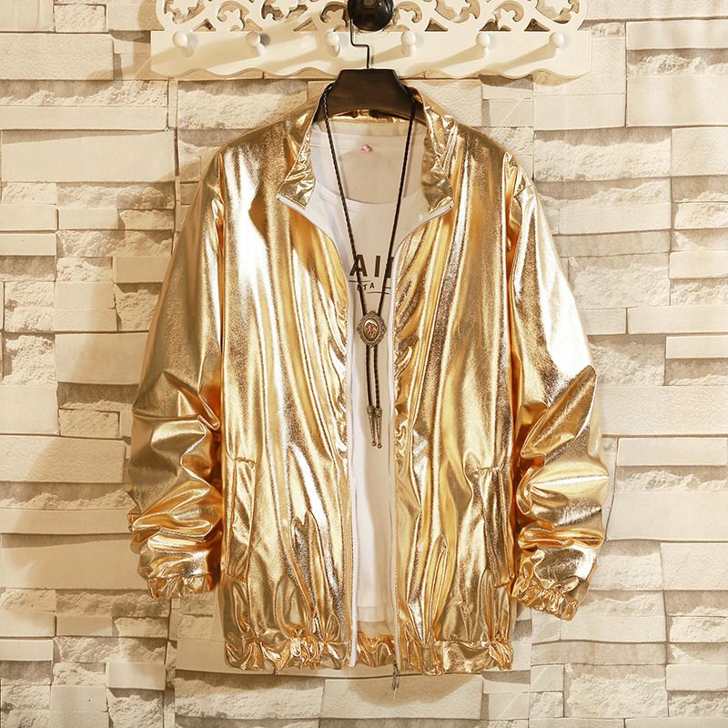 Men's glossy jacket Silver gold jacket