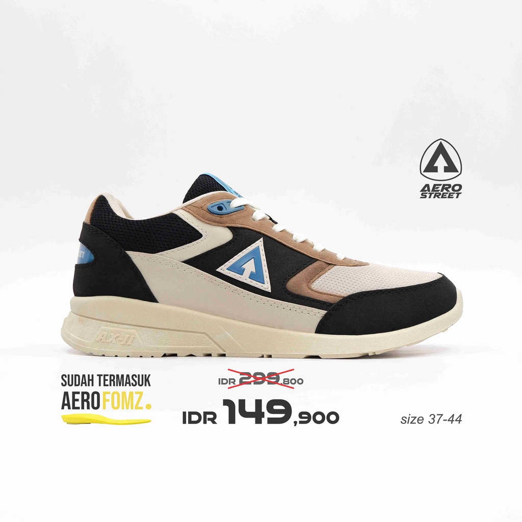 Aerostreet 37-44 Osaka Krem Biru Hitam - Sepatu Sneakers Sport