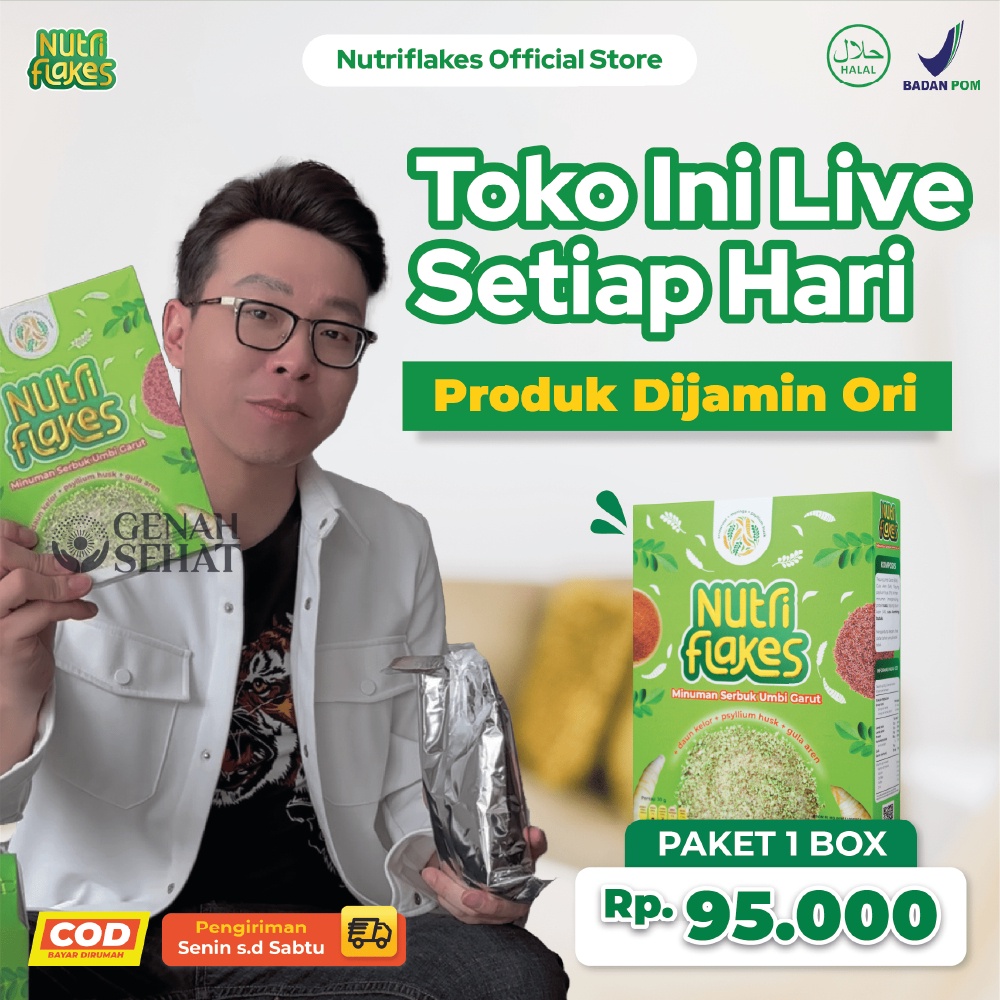 

ORIGINAL Nutriflakes Sereal Umbi Garut Asam Lambung - Ampuh Mengatasi Asam Lambung Gerd, Maag 1 Box
