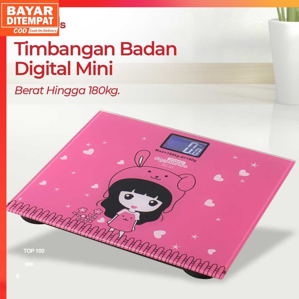 ( 100% ORI ) Taffware Digipounds Timbangan Badan Mini Digital Kartun 180Kg - SC-01