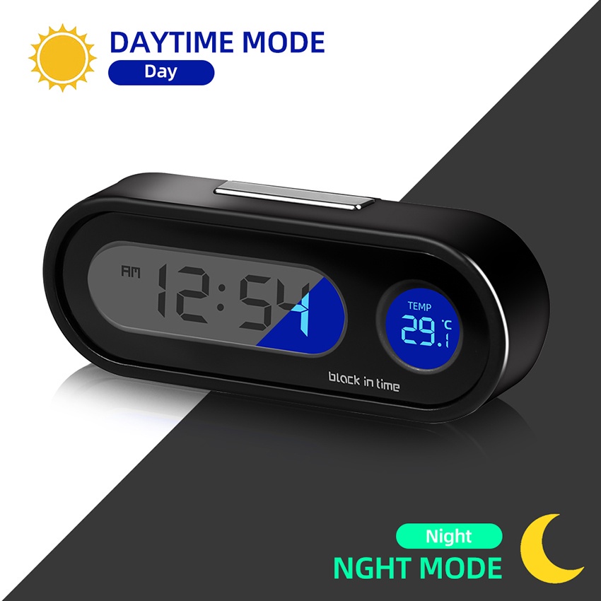 Termometer Jam Mobil / Jam Digital Led Backlight Biru Dengan Termometer Untuk Dashboard Mobil /