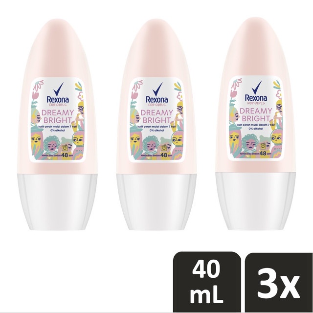 REXONA DEODORANT ROLL-ON DREAMY BRIGHT FOR GIRLS 40ML x3