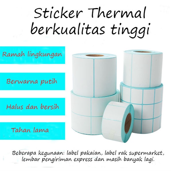 

Sticker/Kertas Thermal/Kertas Label uk 10x10 cm dan 10x15 cm Kertas Thermal Termal Struk Kasir Paper Roll Kaspaper Coreless Label Sticker Barcode Kertas Label Doff Berkilap Mobile Printer
