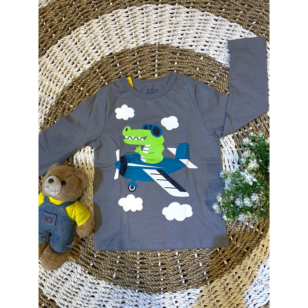 BAJU ABU MOTIF BUAYA LAKI-LAKI - BRAND PLACE - BRAND ORIGINAL - PAKAIAN ANAK - MEDAN FACTORY OUTLET