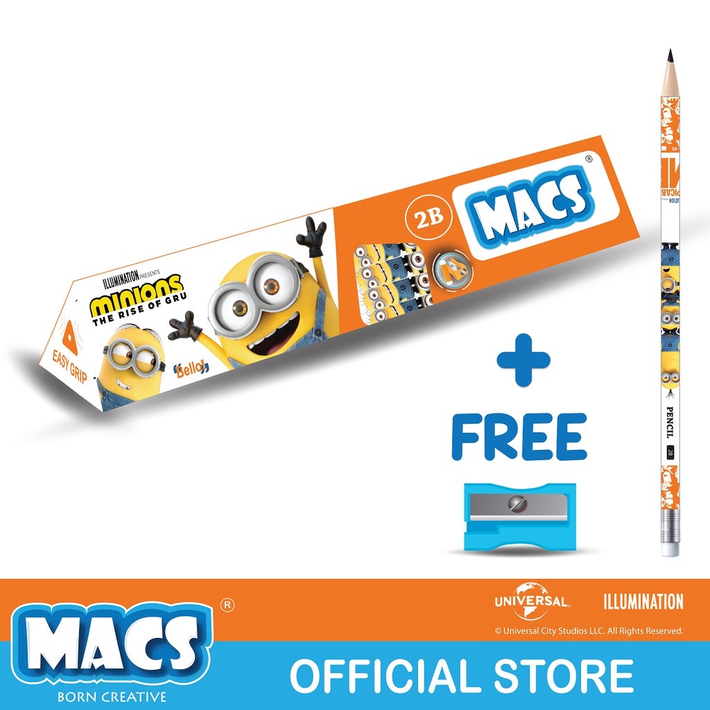 

MACS Pensil 2B Segitiga MINIONS Pencil MACS Triangel Free Rautan - Lusinan SHESB