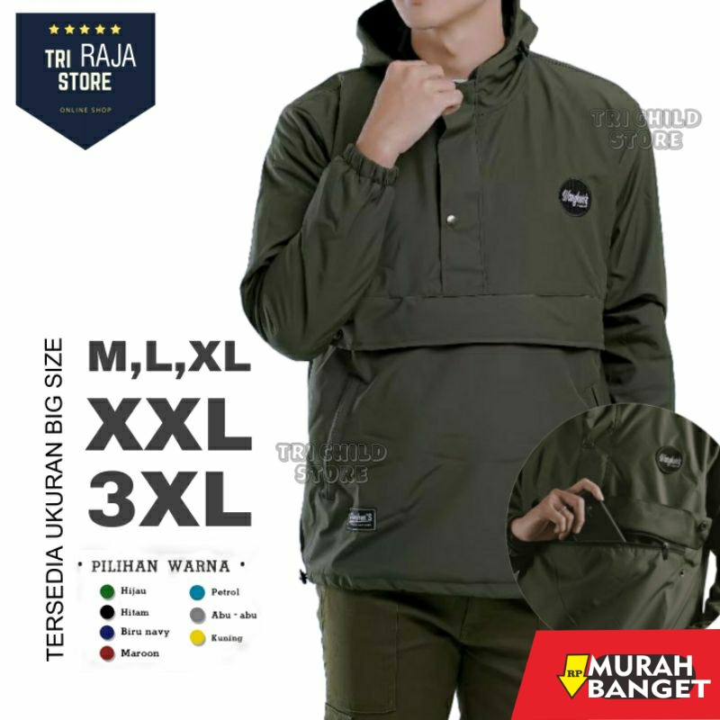 Outer pria  ukuran besar- ( COD ) Jaket Parasut Big Size Pria - Jaket Waterproof Pria ukuran besar -