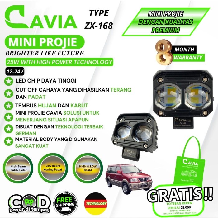 CAVIA-PREMIUM MINI PROJIE LAMPU TEMBAK 2 3 MATA LED FOGLAMP MITSUBISHI KUDA
