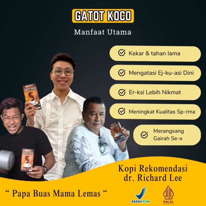 

Kopi Gatot Koco Dr Richard Lee 1 Box Isi 5 Sachet - 1 Sachet