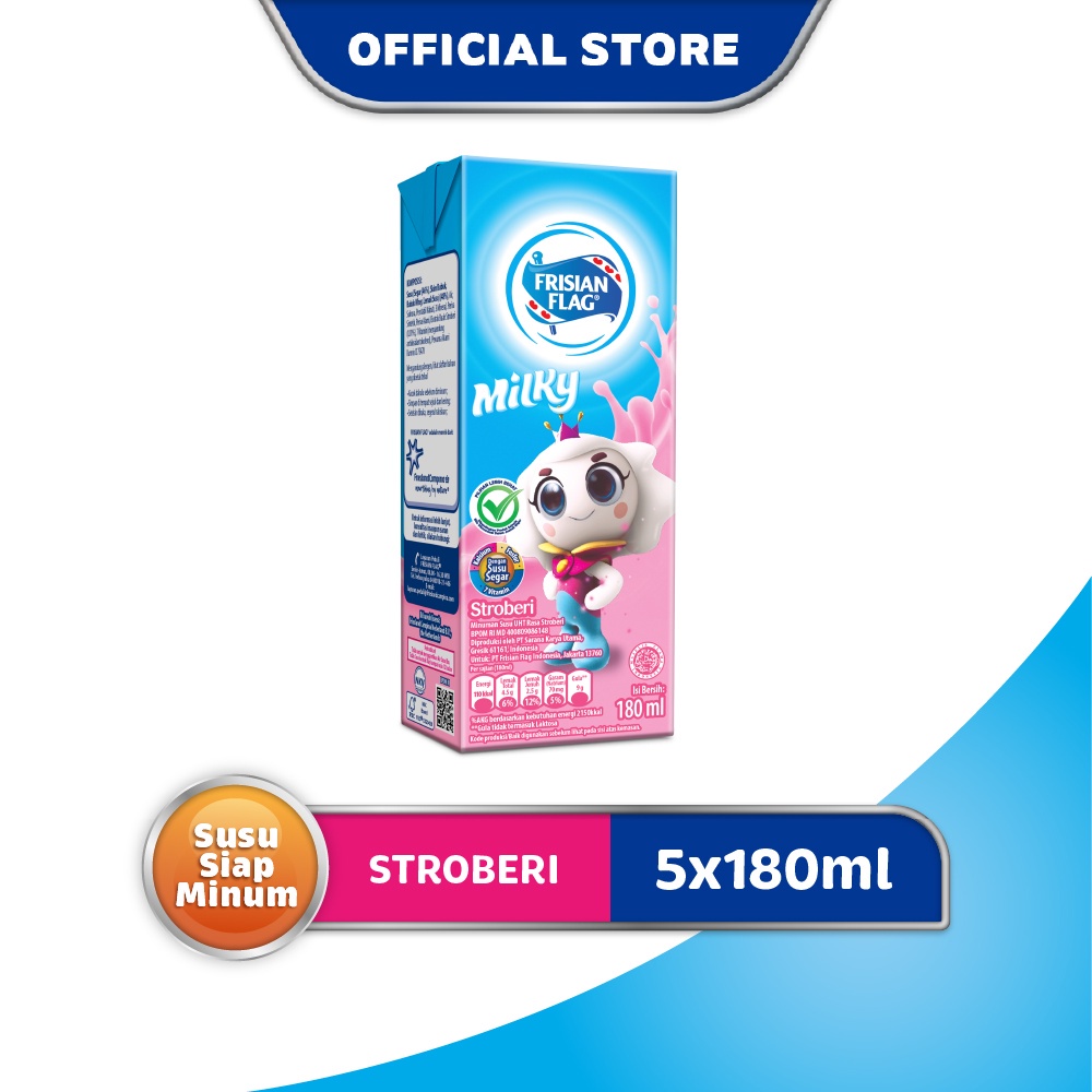 

Frisian Flag Milky Susu UHT Strawberry 5 x 180 mL