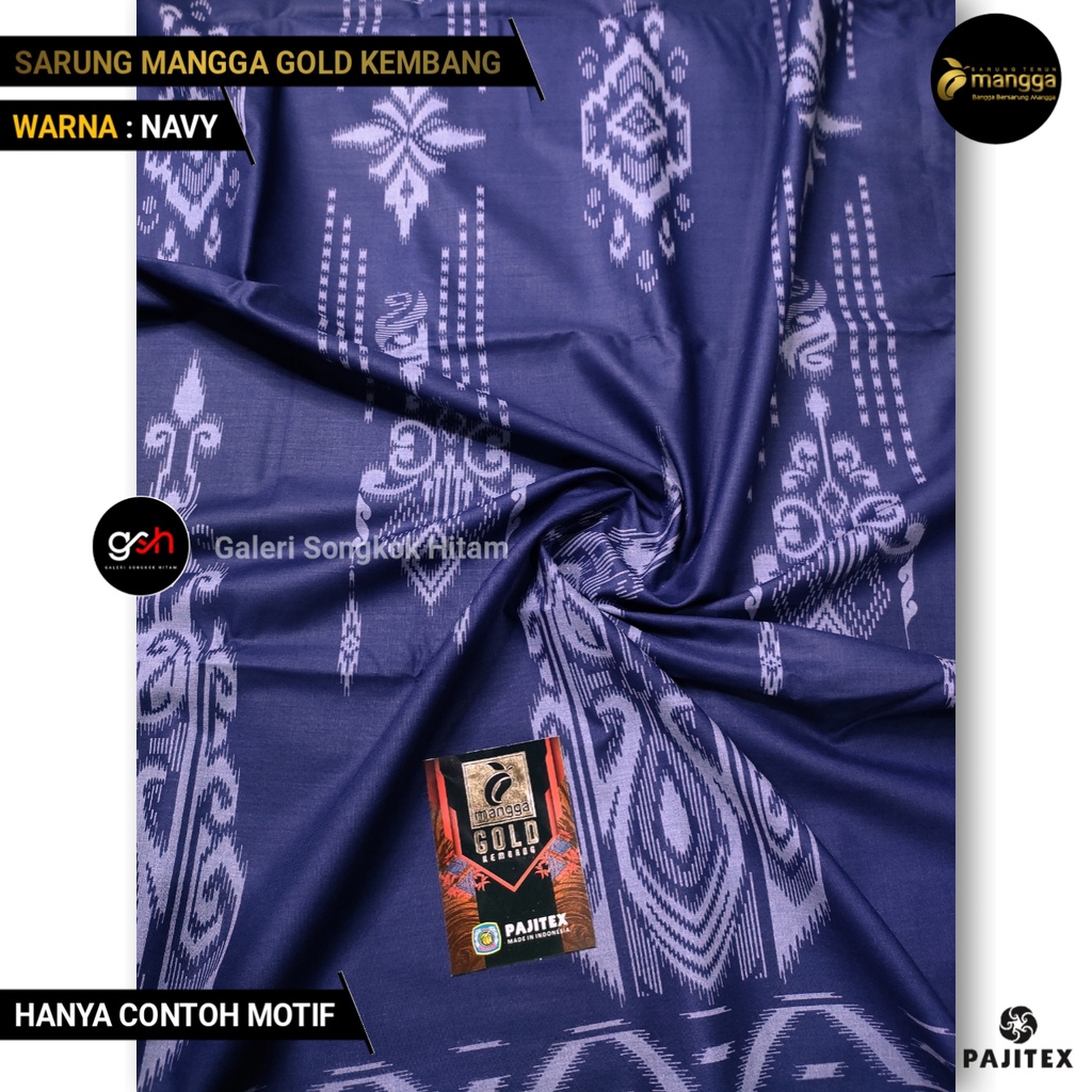 Sarung Mangga Gold Kembang NAVY Sarung Dewasa Motif Kembang Sarung Pria Cap Mangga
