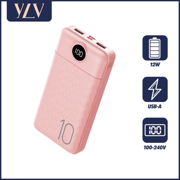 Powerbank 10000mah Dual Input Port Type C & Micro USB 5V2.1A - PT126P-Pink