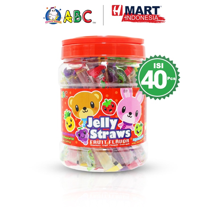 

ABC Jelly Straws Assorted - Jeli Rasa Buah-buahan 800g Isi 40pcs