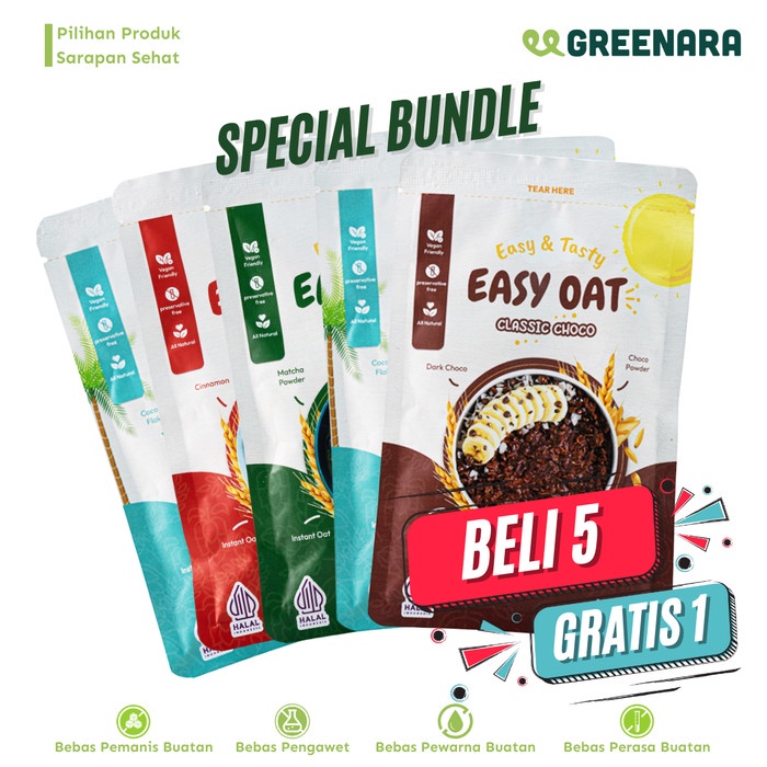 

[KUALITAS PREMIUM] PAKET HEALTHY BUNDLING 5 Easy Oat / Buy 5 FREE 1 pcs Terjangkau