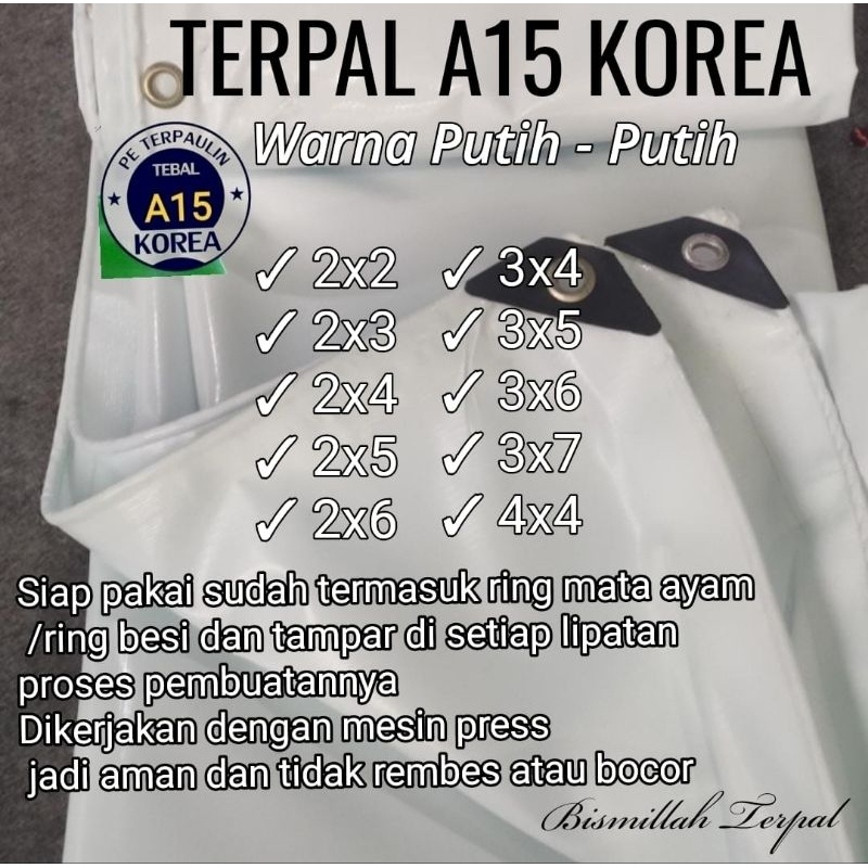 Terpal KOREA A15 ,Terpal berwarna Hijau Gold,Biru Oren,Biru Sliver, Hitam, Putih,Tebal kuat tahan se