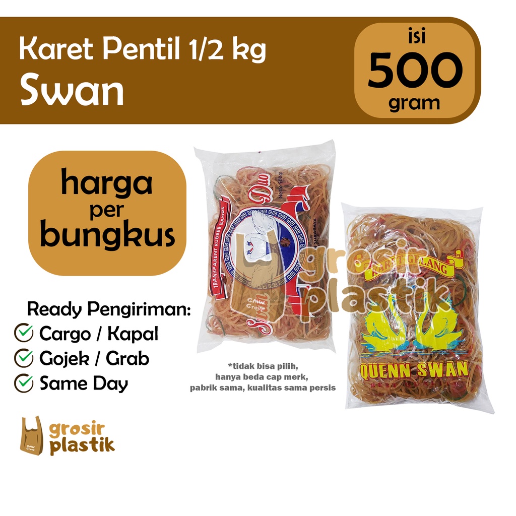 [BKS] T056 Grosir Karet Gelang Pentil Kiloan isi 500 gram 1/2 kg Swan Duo Quenn Swan - Grosir Plasti