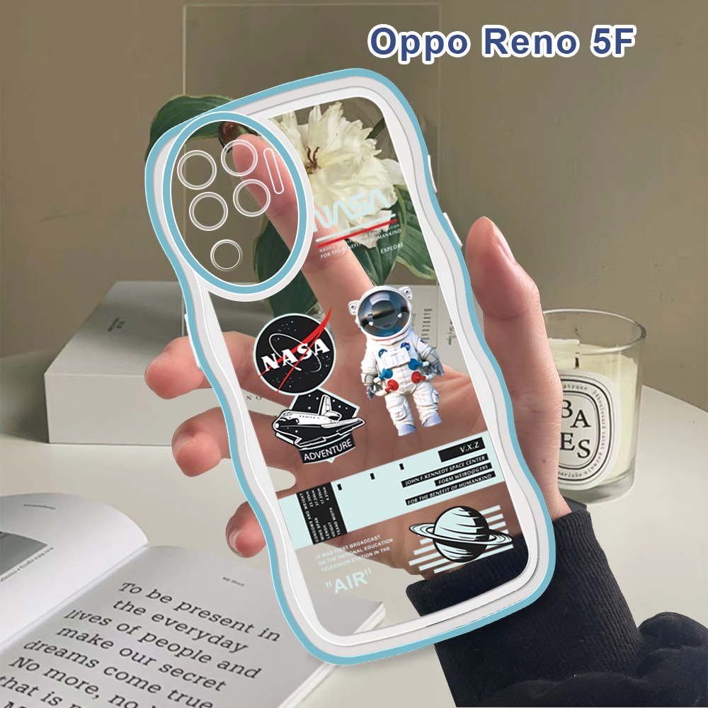 Casing Untuk OPPO A94 A74 A54 A55 A95 4G Reno 5F Soft Case Nasa Astronaut Shockproof Ponsel Cover Si