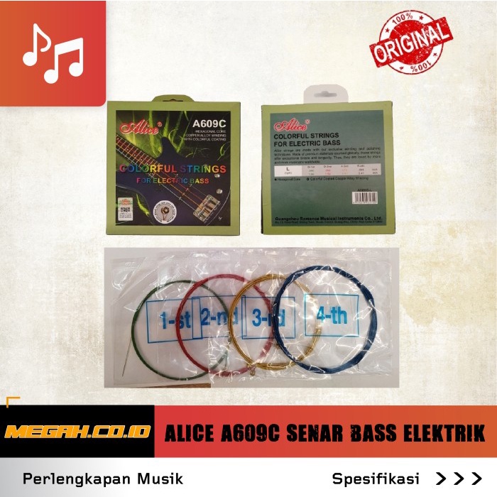 Senar Gitar Elektrik Bass Alice / Alice A609C Senar Bass Elektrik Warna Warni Colorful Electric Stri