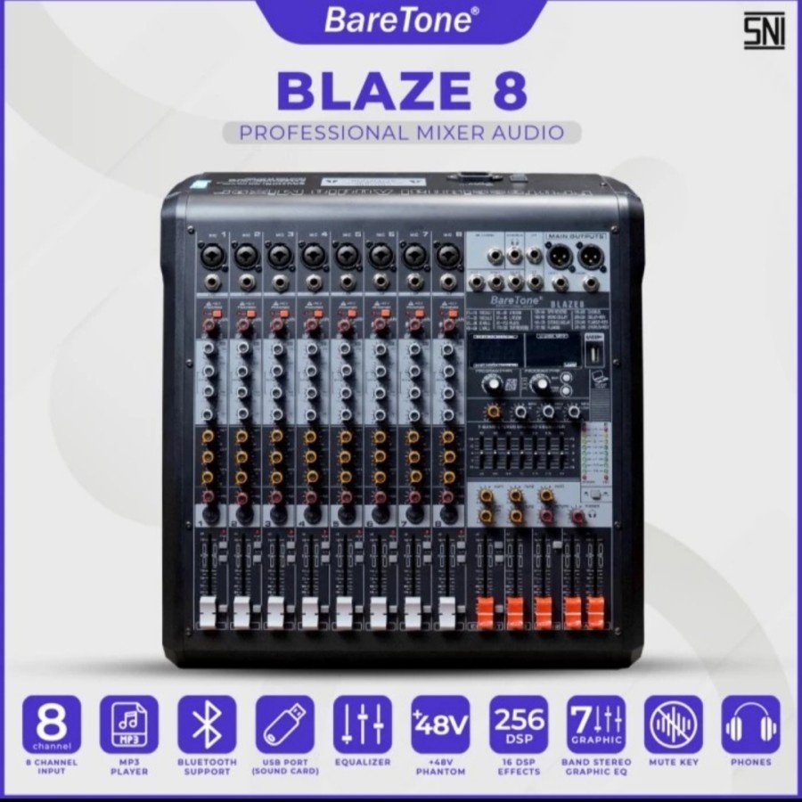 Mixer audio Baretone BLAZE 8 original profesional mixer 8 channel