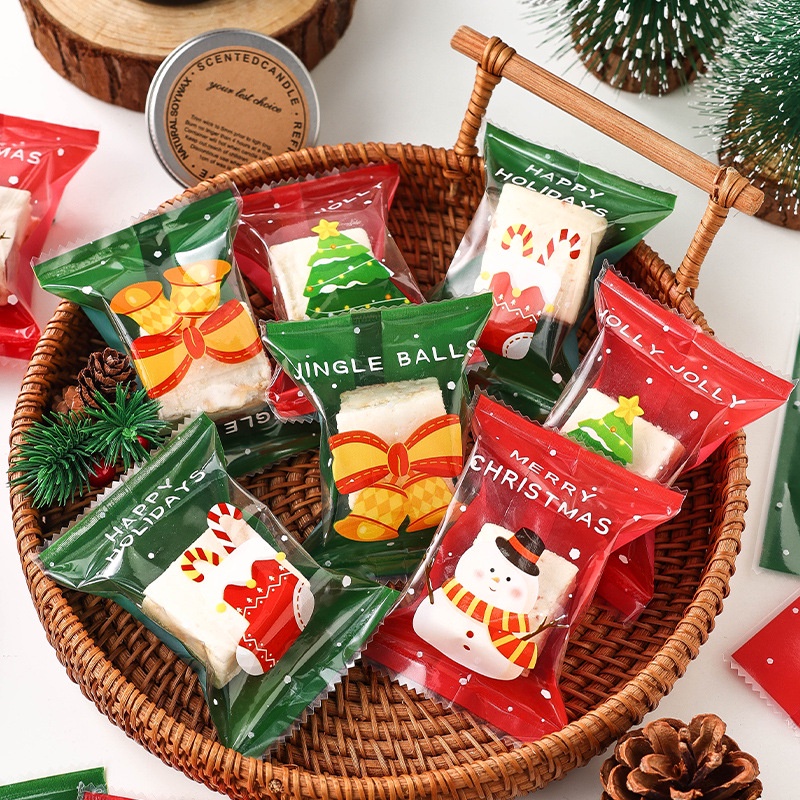 

(Shopping) (100pc) plastik kue natal 7x10cm plastik seal cookiees nastar merry chrismast kemasan Natal