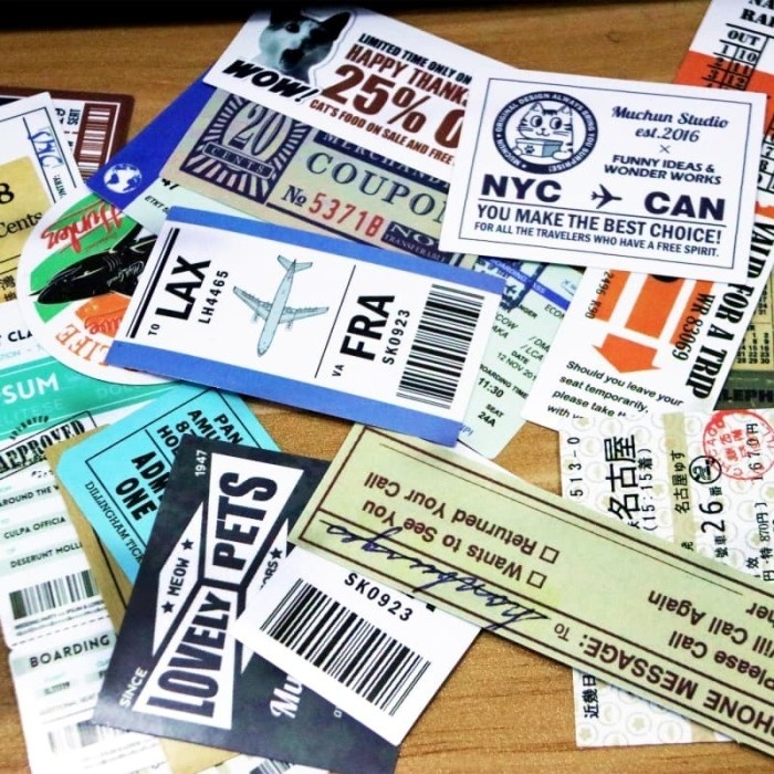 

stiker/sticker travel,boarding pass design,koper/travel/laptop,24 pcs
