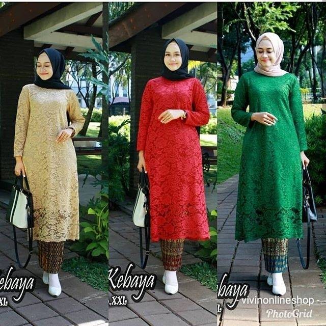 Kebaya Gamis Brokat Tunik Aleeta 1/ Kebaya Modren Muslim/ Kebaya Wisuda/ Kebaya Pesta Tunik Brokat /