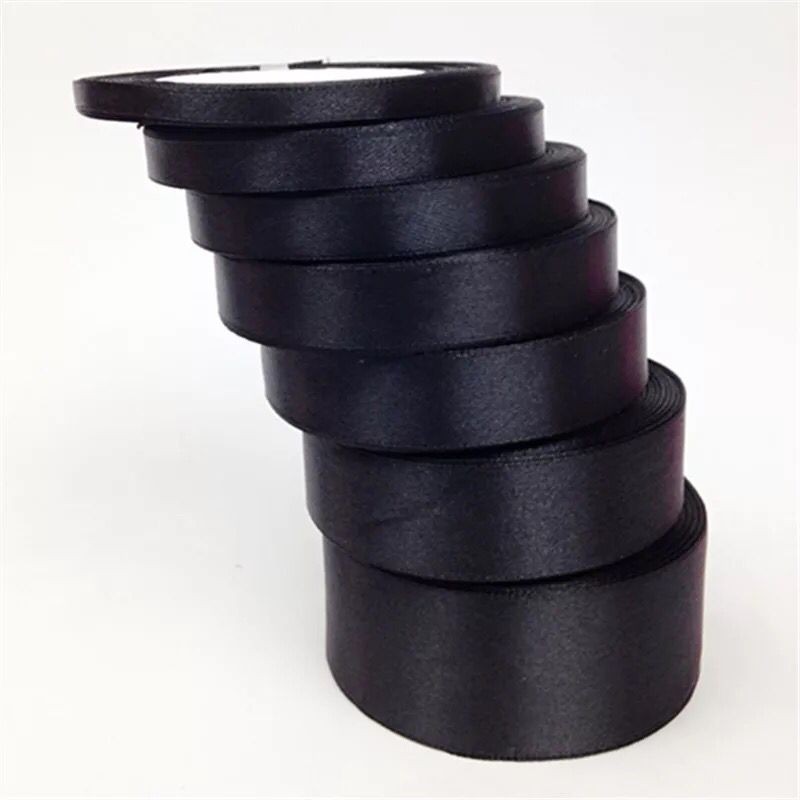 

1pc (25 Yards/roll) 6mm-80mm Black Single Face Satin Ribbon wedding Party DIY Decoration Gift Wrapping Christmas Ribbons