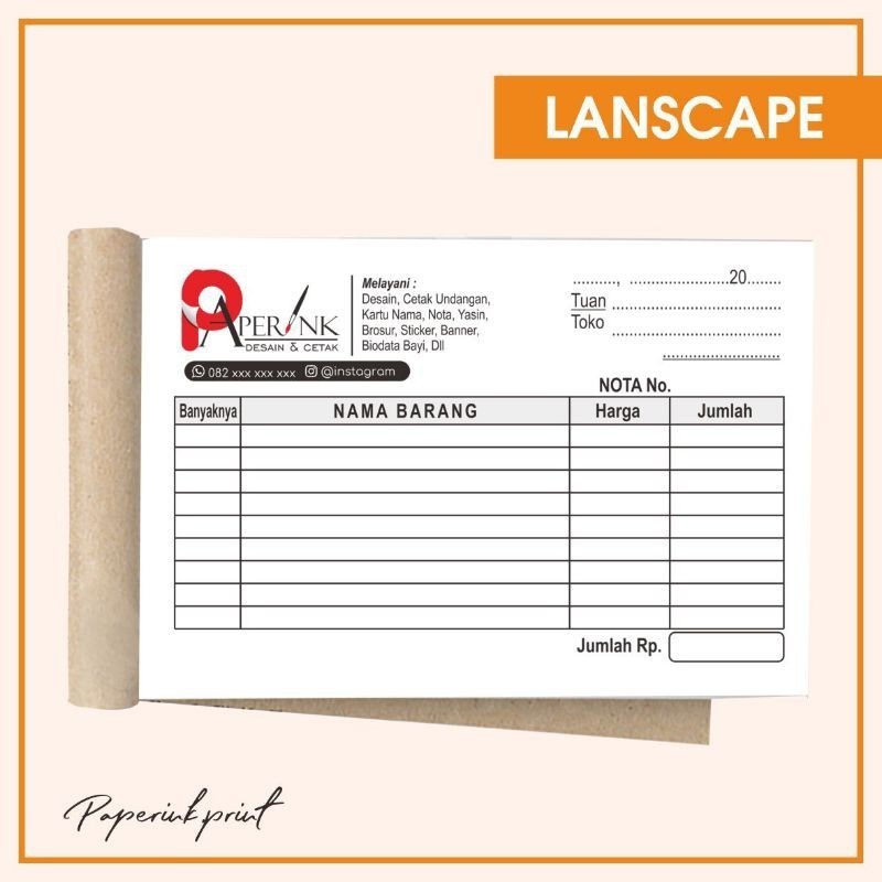 

Nota Custom Murah 1ply Ukuran 1/4 Folio