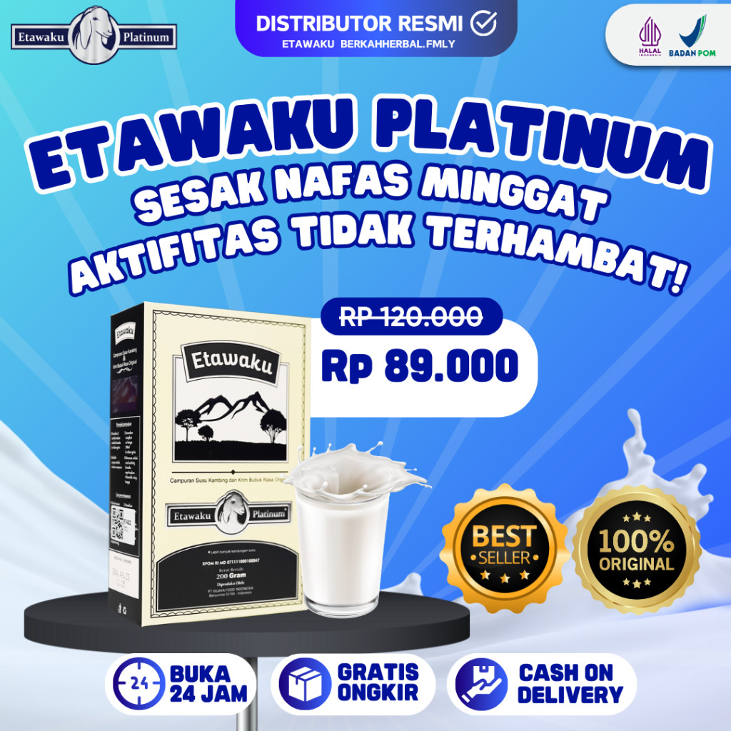 

Etawaku Platinum Original 100% - Susu Kambing Etawa Untuk Kesehatan Paru-paru, Sesak Nafas dan Batuk