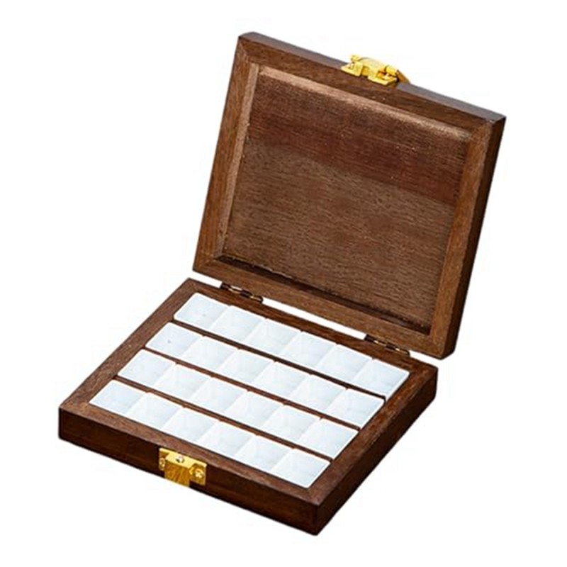 

Watercolor Paint Box Wood Empty Palette Box Folding Paint Tray Portable Travel Paint Case For Acrylic Oil Paints