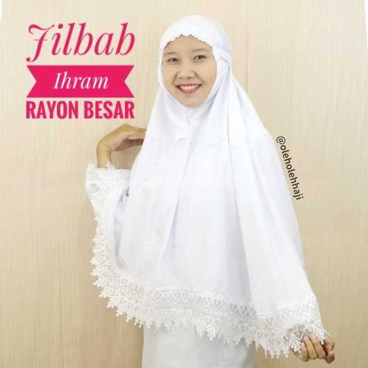 Jilbab Ihram Ihrom Putih Polos Rayon Besar Perlengkapan Haji&Umroh