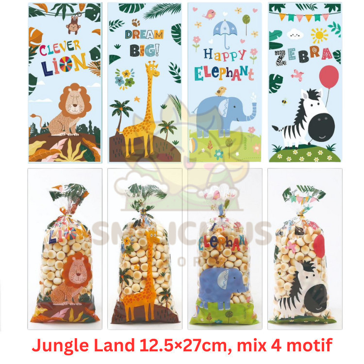 

Isi 50 lembar Plastik Hadiah Jungleland Kado Hadiah Bingkisan Snack Ulang Tahun Karakter Lucu Plastik Snack Ultah Anak Cowok Cewek Ulang Tahun Plastik Biskuit Permen