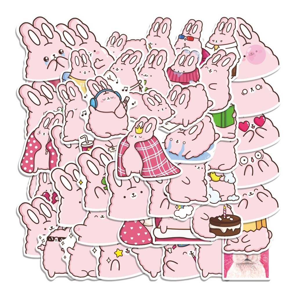 

COD 50 Pcs Stiker Rabbit soup pink Lucu Anti Air Untuk Dekorasi Notebook Sepeda Skateboard Handphone