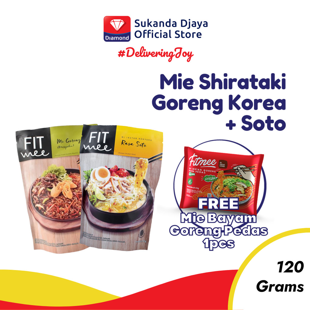 

Mie Instan Fitmee Shirataki Soto + Goreng Korea FREE Bayam Goreng Pedas