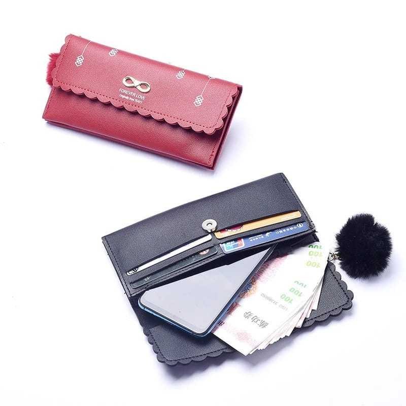 Dompet Panjang Lipat Wanita Free Pompom Dompet Lipat Wanita Trendy Fashion Waller Cod Alibaba1688