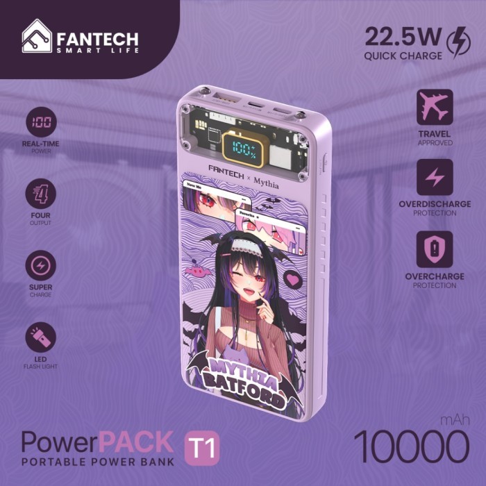Fantech Poweank Mythia 22.5W 10000 mAh Mini with Fast Charging - T1 - T1 Putih