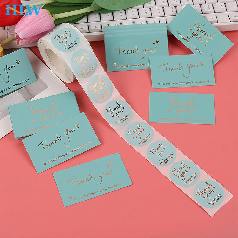 

50 Pcs Blue Thank You For Supporting My Small Business Card Reflective Laser Cards Greeting Postcard For Online Retail Shopping