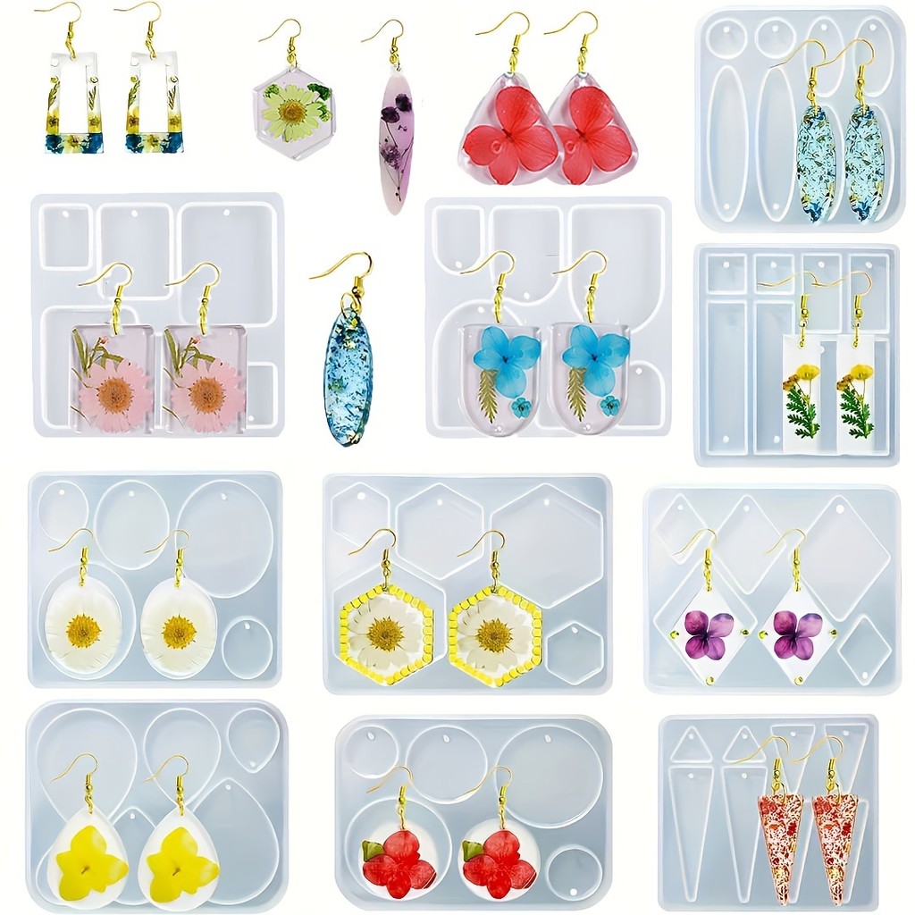 

11Pcs DIY Jewelry Earrings Drop Glue Mold,Epoxy Resin DIY Jewelry Resin Casting Mold,Earrings Making Process Supplies