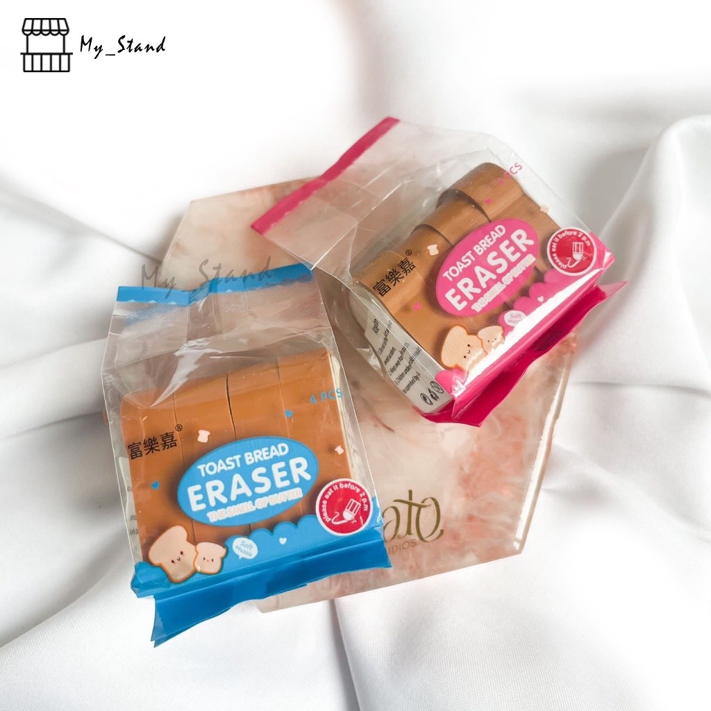

Penghapus bentuk Roti Tawar eraser rubber Setip makanan Toast Bread lucu hapusan statinonery kado unik souvenir anak