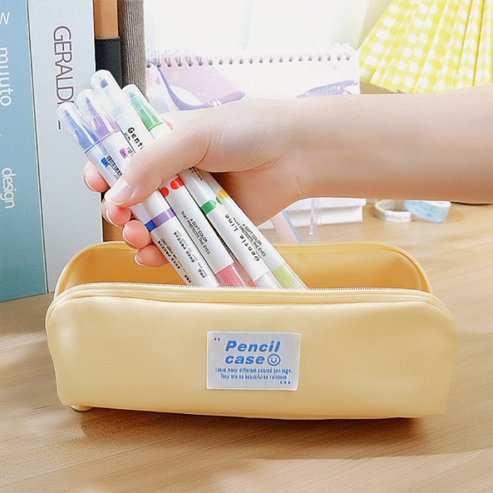 

Tempat pensil pastel Terbaru Pencil case simpel kotak pensil perempuan - Blue