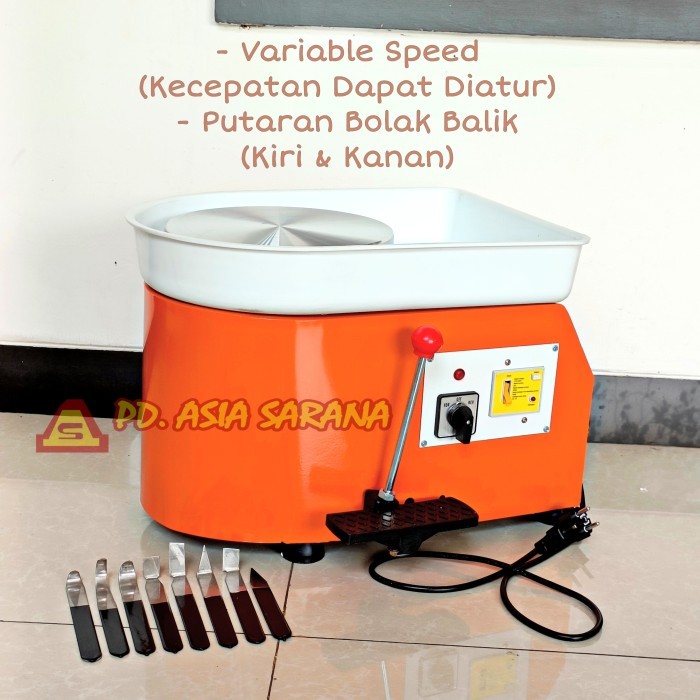 Electric Clay Pottery Wheel Mesin Tembikar Pot Tanah Liat Putar PT02 - Orange
