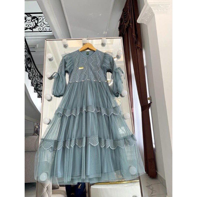gt64ef Gamis Hasya mutiara dress Pesta Anak Perempuan Dress Bahan Brukat mix Tille/COD/gamis anak/ga