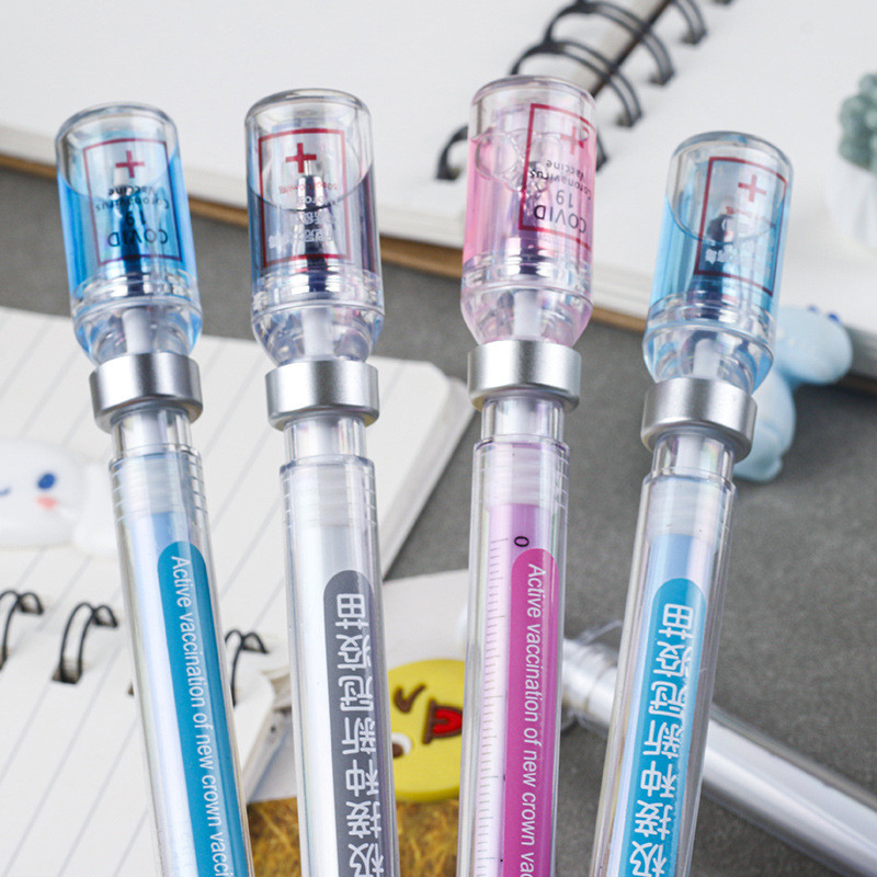 

3Pcs Simulation Vaccine Neutral Pen 0.5mm Needle Syringe Model Gel Pens
