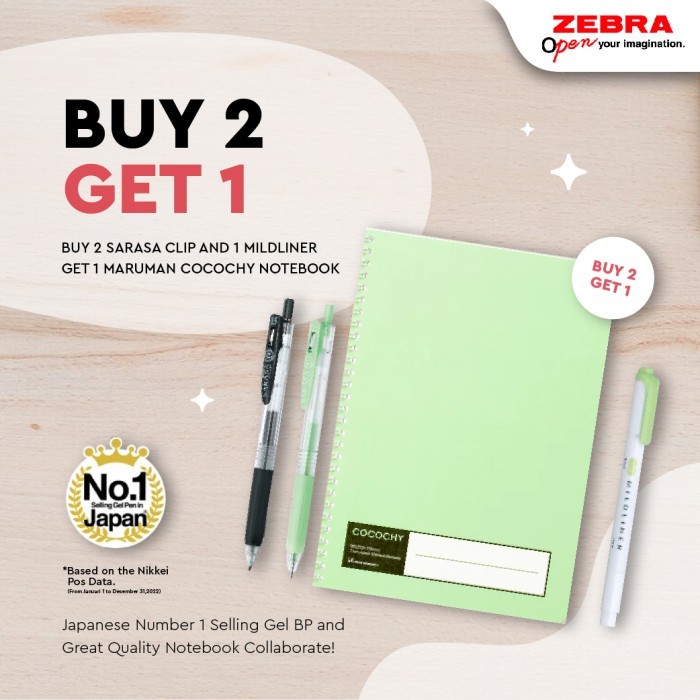 

Zebra Sarasa Clip 0.5 mm x Maruman Notebook Set Gel Pen dan notebook untuk sekolah kampus journalling - Merah Muda